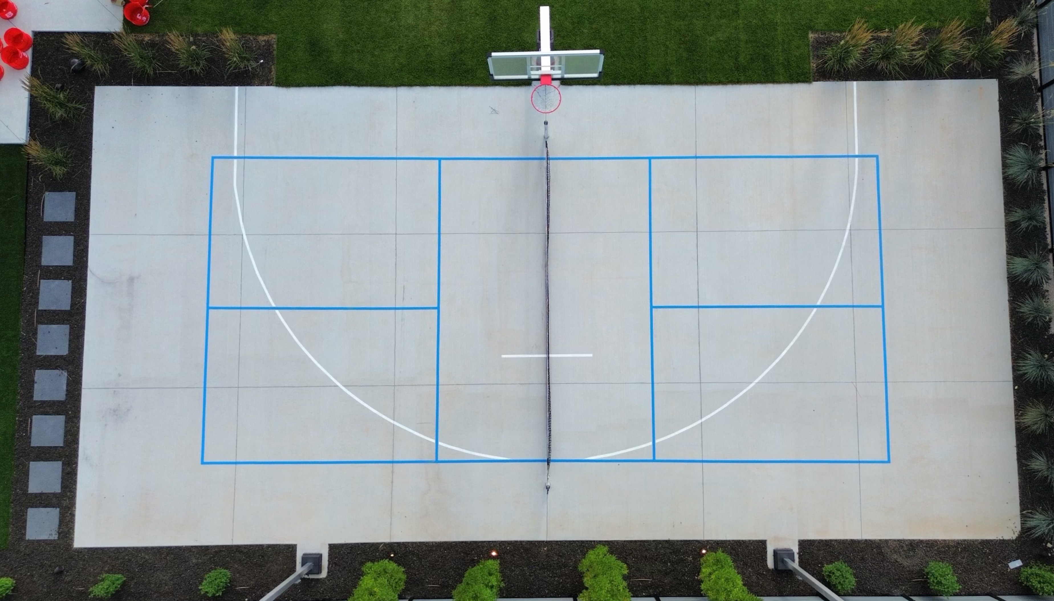 Court line work on concrete